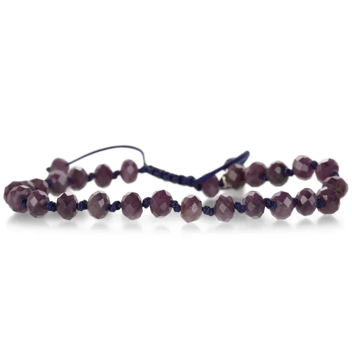 Faceted 6mm Purple Sapphire Beaded Bracelet