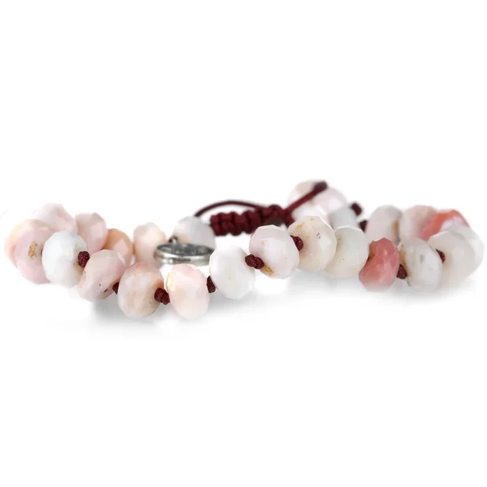 Faceted 8mm Pink Opal Beaded Bracelet