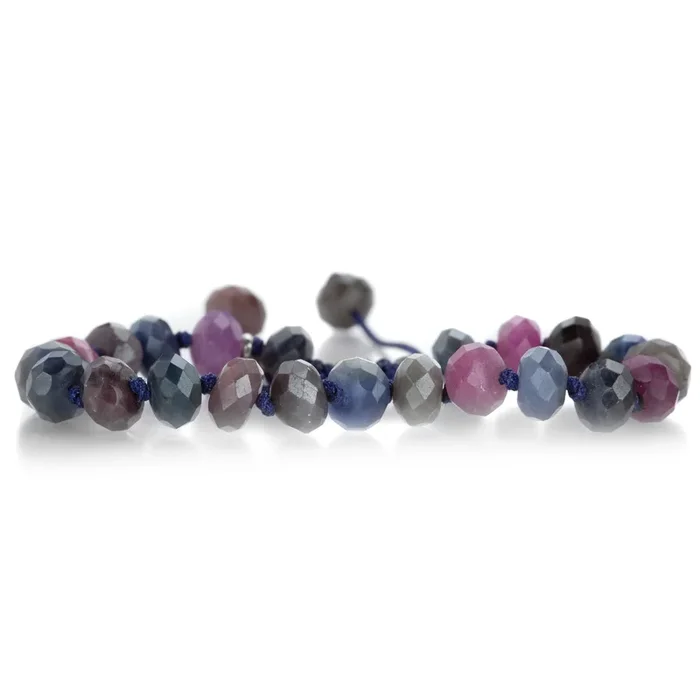 Faceted 8mm Sapphire Macrame Bracelet
