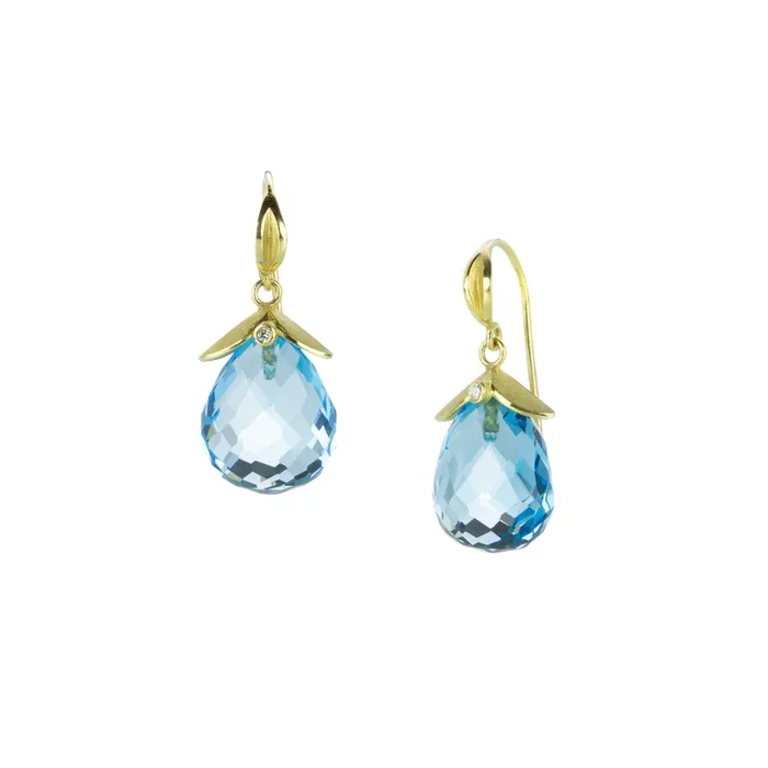 Faceted Blue Topaz Drop Earrings