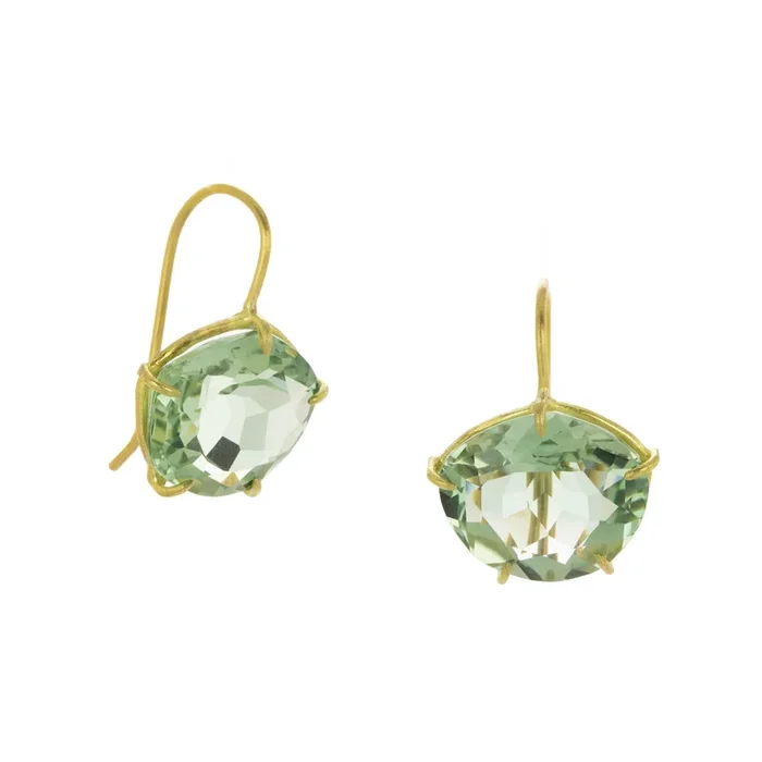 Faceted Green Amethyst Petal Earrings