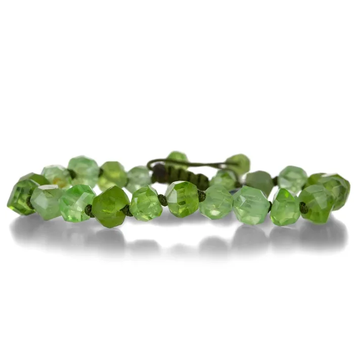Faceted Nugget Peridot Macrame Bracelet