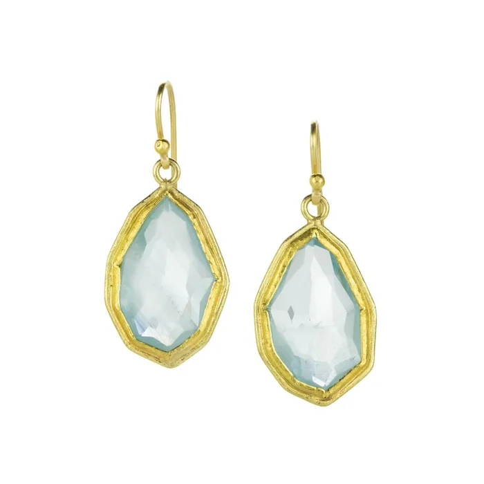 Faceted Octagon Aquamarine Drop Earrings