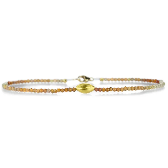 Faceted Orange Sapphire and Gold Bead Bracelet