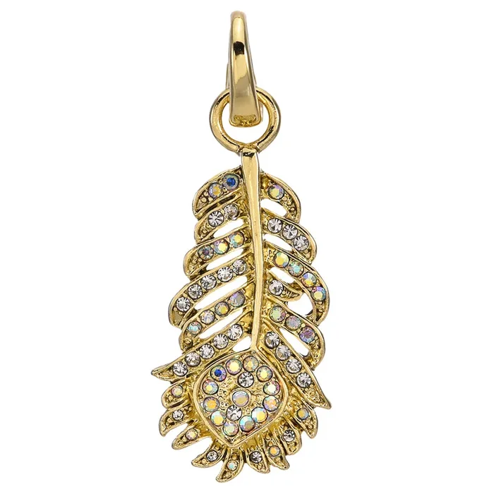 Fairyland Peacock Feather Open Ring Charm (Goldtone)