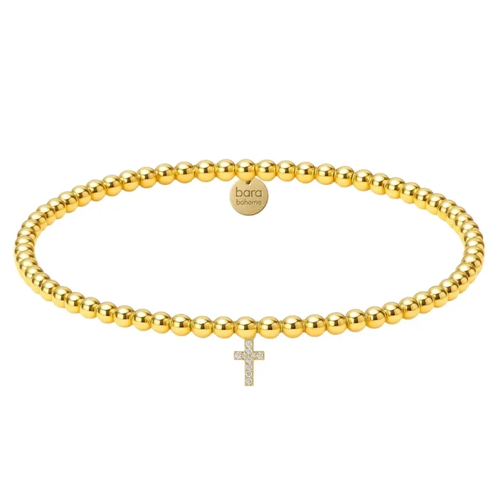 Faith Cross Charm | Gold Filled Beaded Bracelet