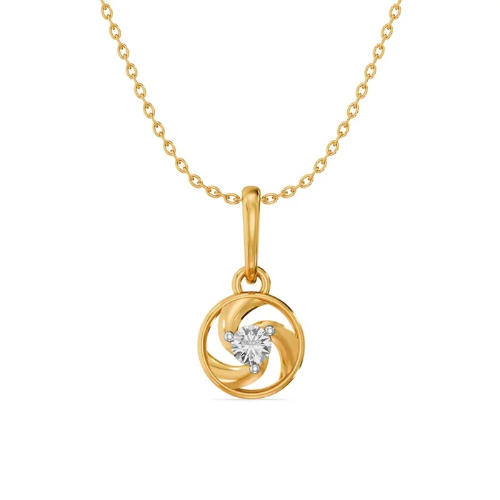 Fan Swirl 9KT Gold Lab Grown Diamond Pendant