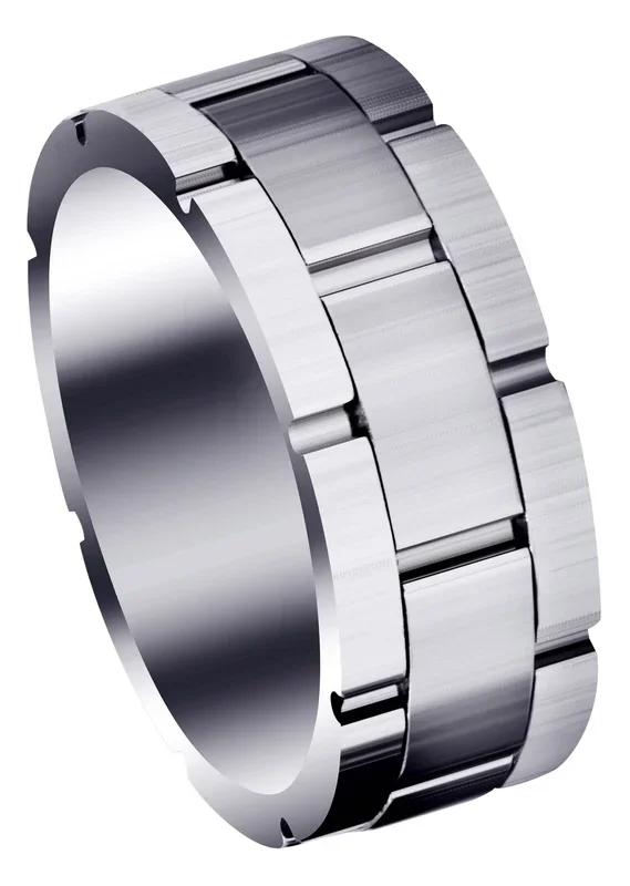 Fancy Carved Contemporary Mens Wedding Band | Satin Finish (Jace)