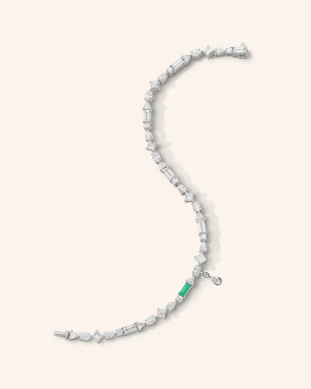 Fancy Cut Diamond 18K White Gold Tennis Bracelet