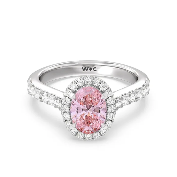 Fancy Pink Contemporary Halo Engagement Ring