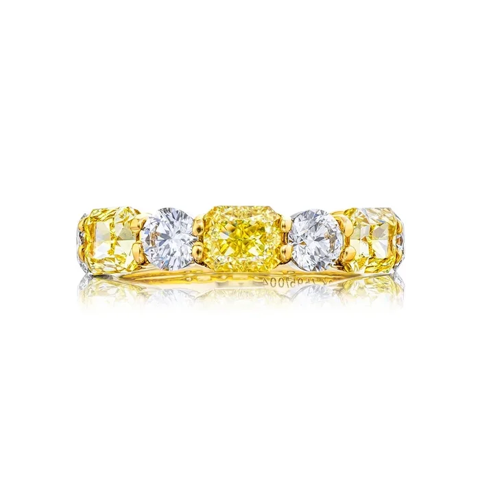 Fancy Yellow Radiant and Round Diamond Band