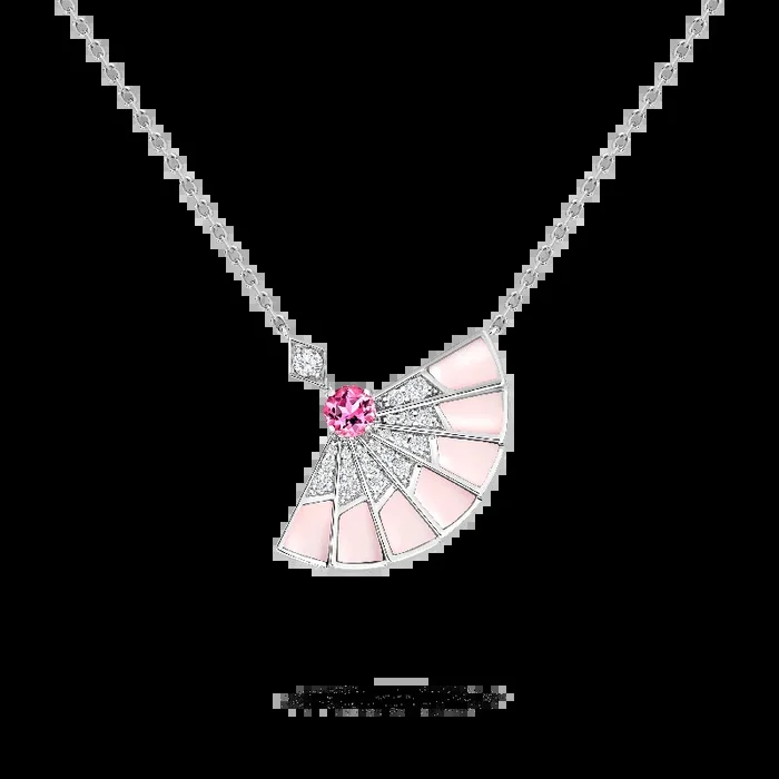 Fanfare Symphony Pink Tourmaline and Pink Opal Pendant | In 18ct White Gold with Diamonds