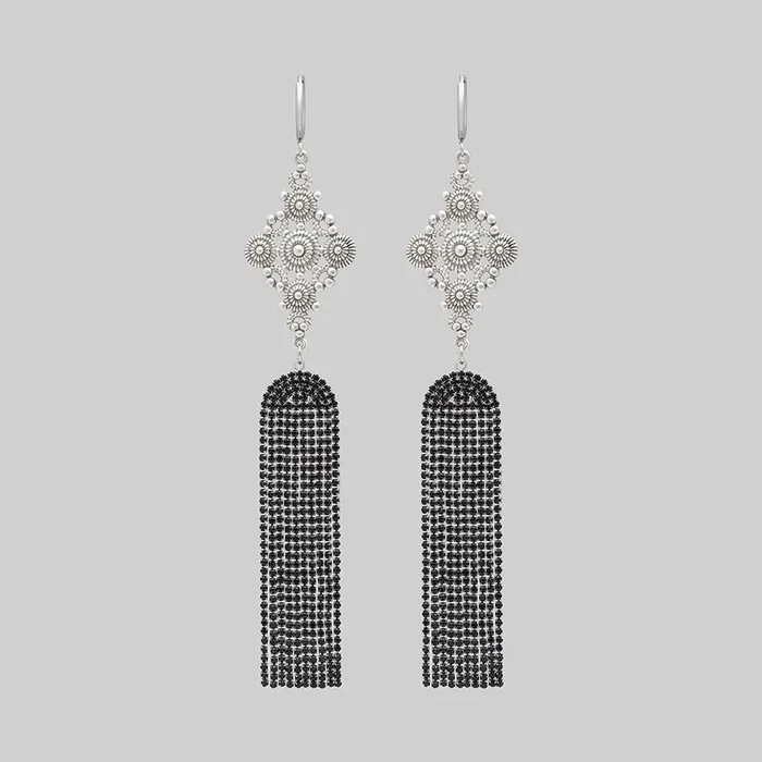 FIFI. Dazzle Chain Chandelier Earrings – Silver