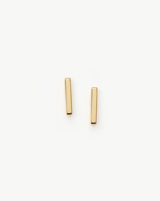 Fine Bar Stud Earrings | 14ct Solid Gold