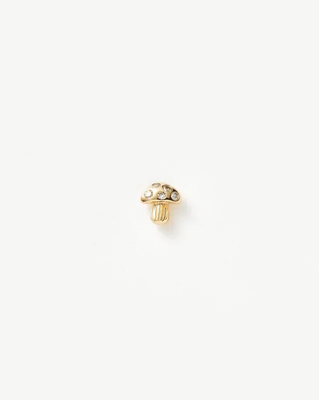 Fine Diamond Mushroom Single Stud Earring