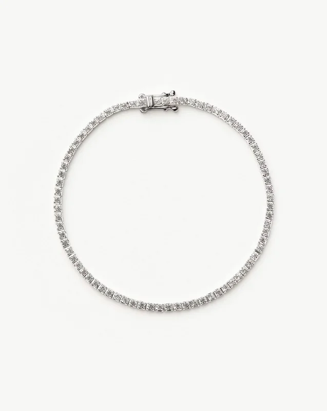 Fine Diamond Tennis Bracelet – Size S/M | 14k Solid White Gold Lab Grown Diamonds