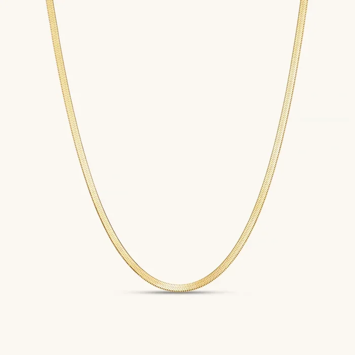 Fine Herringbone Necklace In Gold