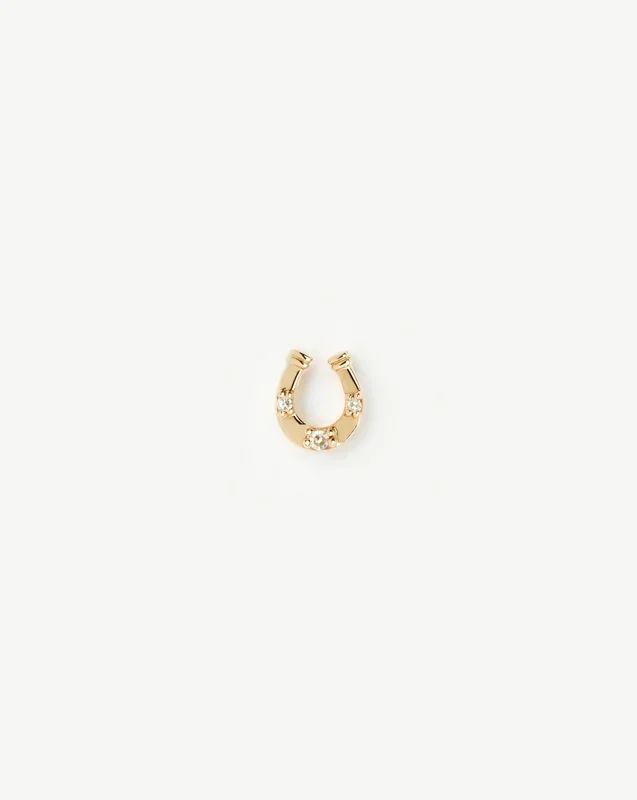 Fine Horseshoe Single Stud Earring | 14ct Solid Gold/Diamond