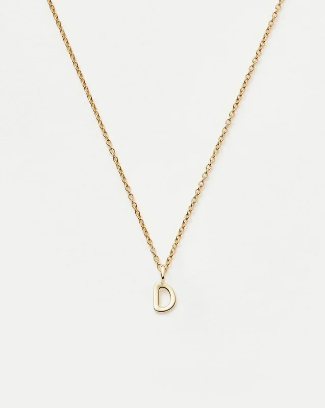 Fine Initial Mini Pendant Necklace – D | 14k Solid Gold