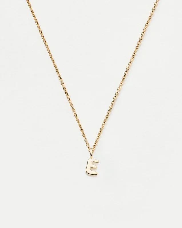 Fine Initial Mini Pendant Necklace – E | 14k Solid Gold