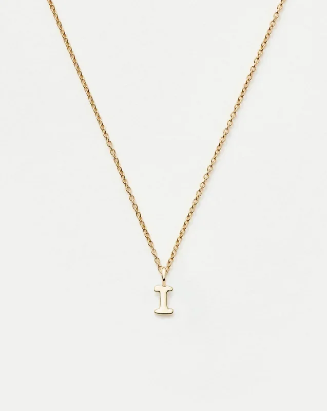 Fine Initial Mini Pendant Necklace – I | 14ct Solid Gold