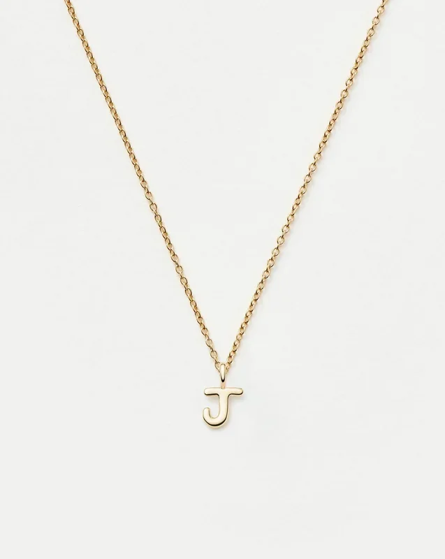 Fine Initial Mini Pendant Necklace – J | 14k Solid Gold