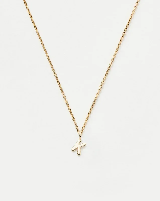 Fine Initial Mini Pendant Necklace – K | 14ct Solid Gold