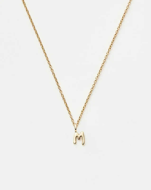 Fine Initial Mini Pendant Necklace – M | 14ct Solid Gold