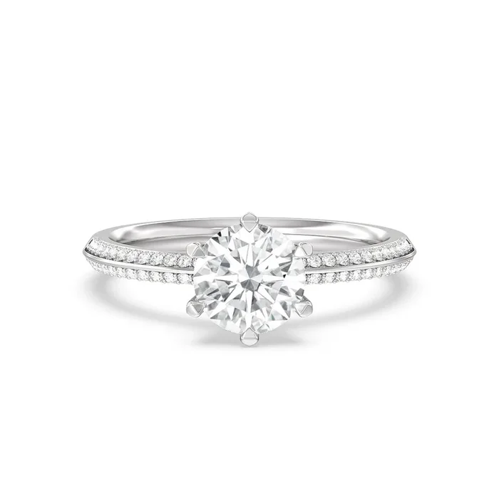 Fine Line 6 Claw Knife Edge Engagement Ring
