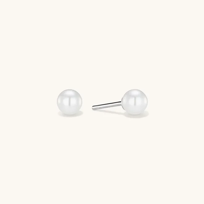 Fine Pearl Stud Earrings Silver