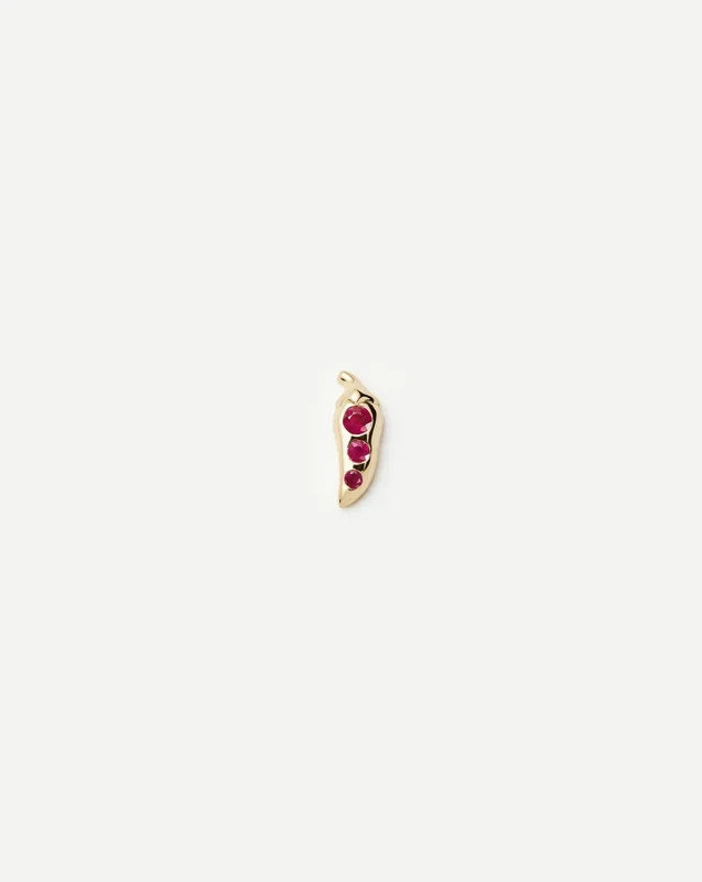 Fine Ruby Chilli Single Stud Earring | 14ct Solid Gold/Ruby