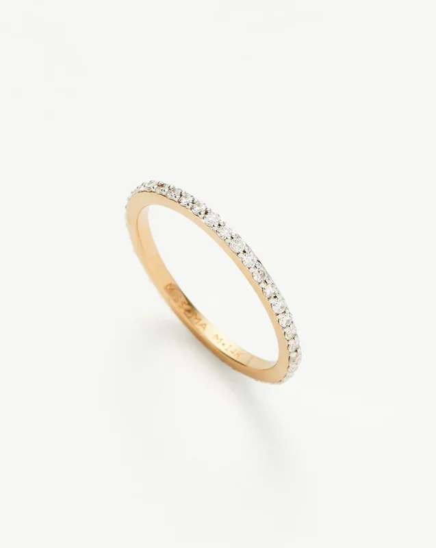 Fine Slim Half Eternity Ring | 14k Solid Gold/ Lab Grown Diamonds