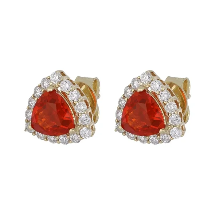 Fire Opal Earrings (Fire Opal 1.15 cts. White Diamond 0.5 cts.)