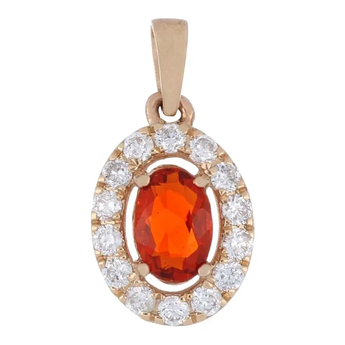 Fire Opal Pendant (Fire Opal 0.3cts White Diamond 0.2cts)