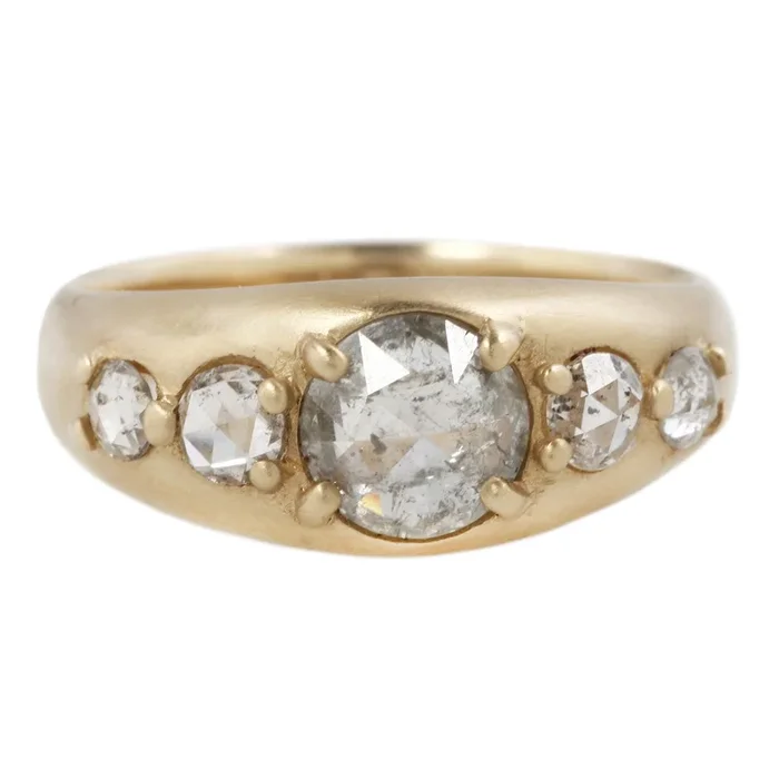Five Light Gray Diamond Tapered Ring
