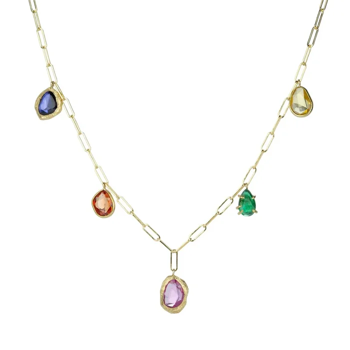 Five Rainbow Stone Necklace