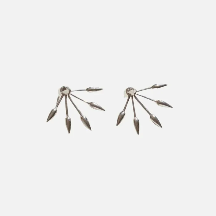 Five Spike Earrings, Silver