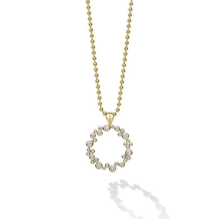 Fizz 18K Gold Diamond Small Circle Pendant Necklace