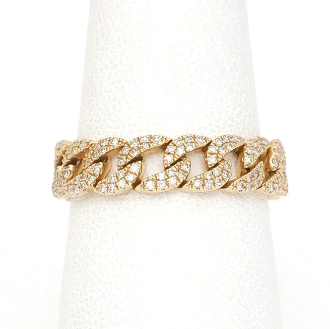 Flat Pave Diamond Curb Chain Ring