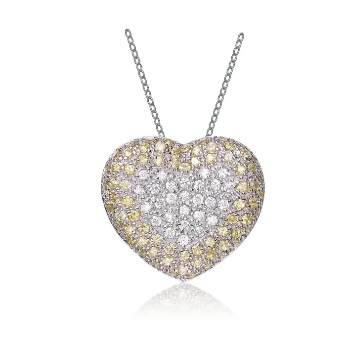 Fleur Pavé Heart Pendentif Necklace