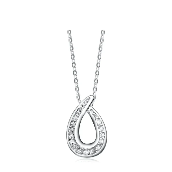 Fleur Pavé Teardrop Pendentif Necklace