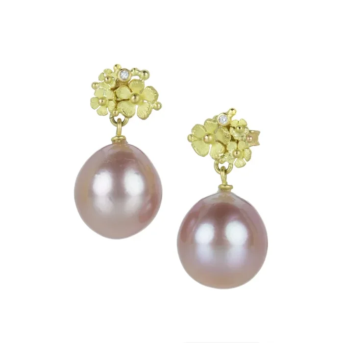 Floral Pink Freshwater Pearl Earrings