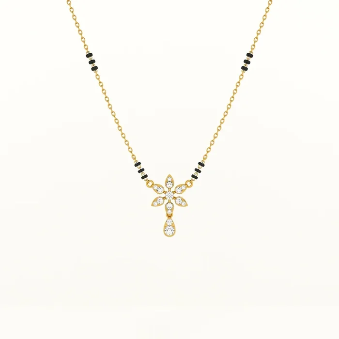 Floral Solitaire Pendant 925 Sterling Silver Mangalsutra