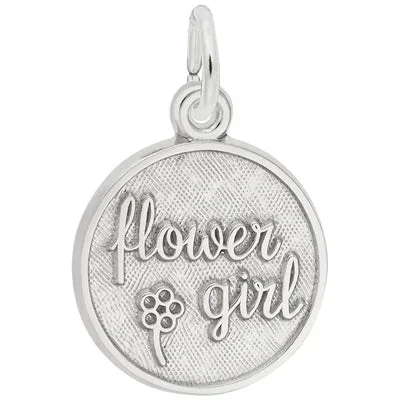 Flower Girl Disc Charm in Sterling Silver