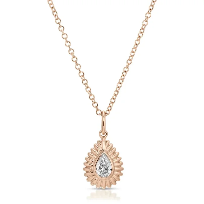 Fluted Pear Diamond Necklace