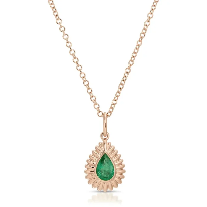 Fluted Pear Emerald Necklace