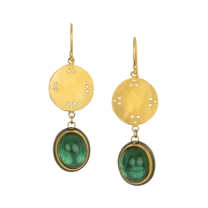 Four Directions Green Tourmaline Earrings