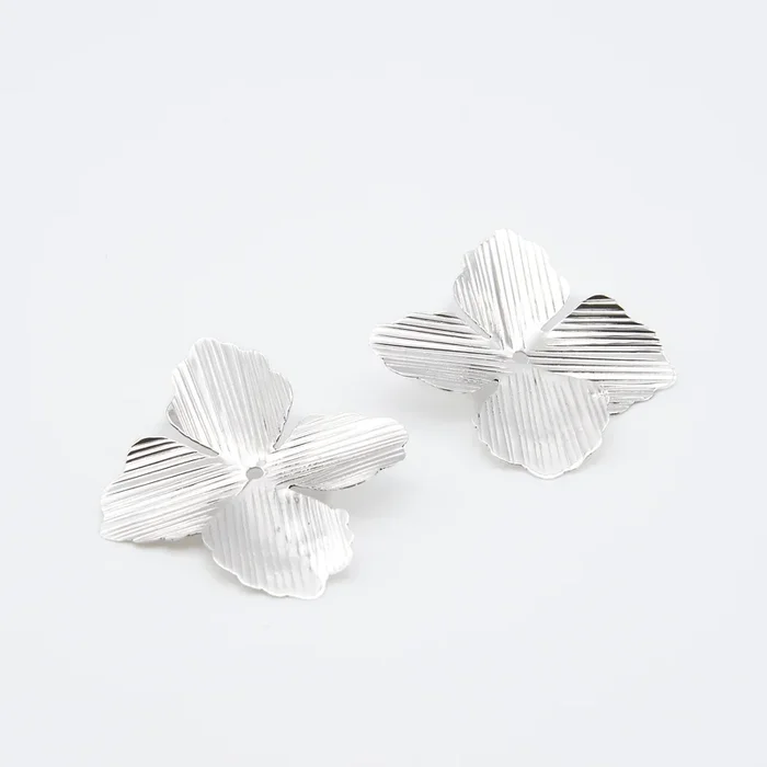 Four-Petal Sterling Silver Post Earrings