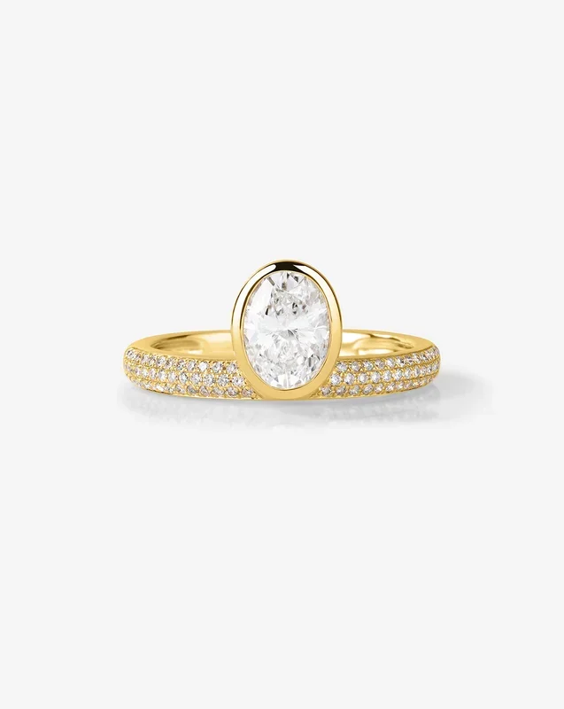 Framed Oval Pavé Lab Diamond Ring