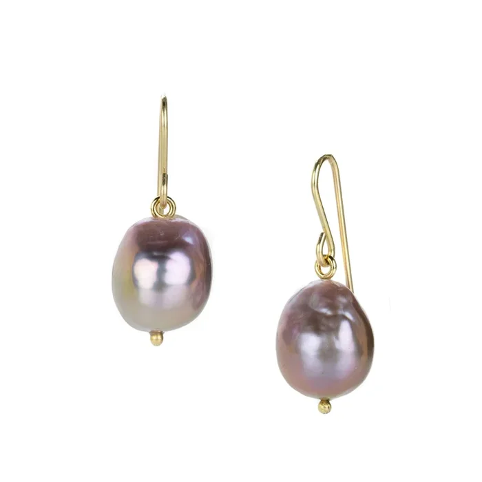 Freshwater Metallic Purple Pink Pearl Earrings
